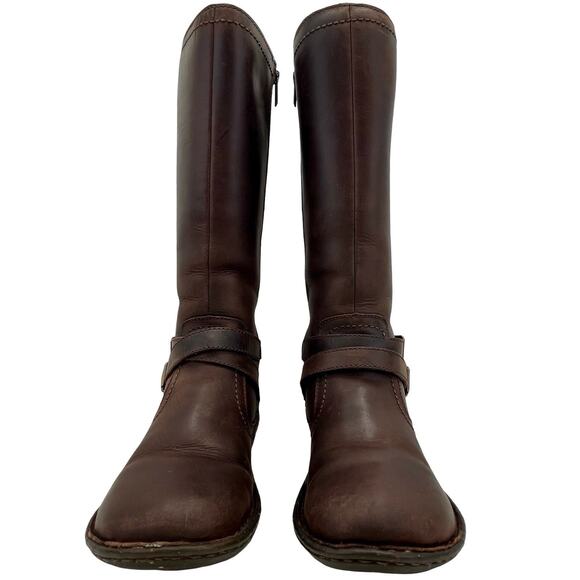 UGG Rosen Tall Boots Brown Leather Shearling Zip Buckle Women’s 7 Casual Winter - Picture 2 of 16